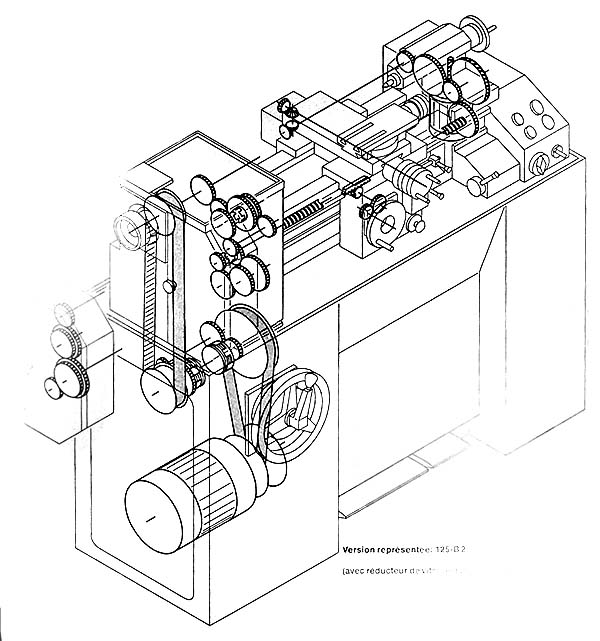 Схема кінематична токарно-гвинторізного верстата Schaublin 125 C